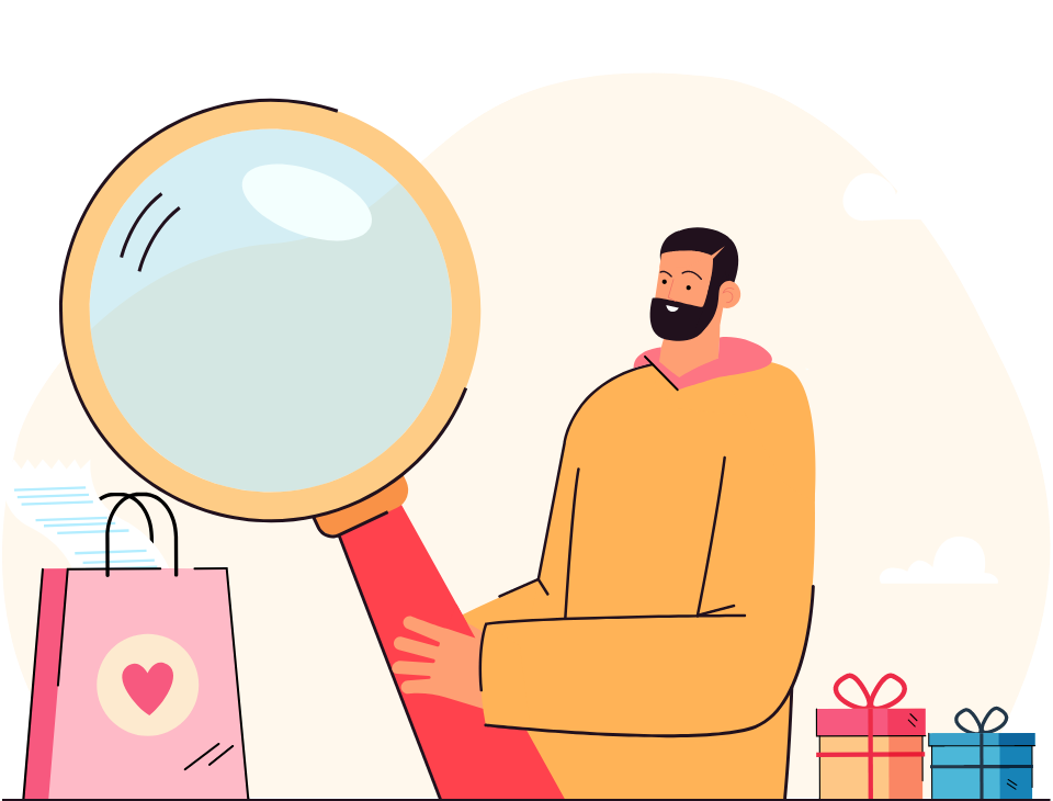 Businessman holding amazon magnifying glass used for online shopping